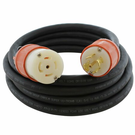 AC WORKS 75ft SOOW 10/5 NEMA L22-30 30A 3-Phase 277/480V Industrial Rubber Extension Cord L2230PR-075